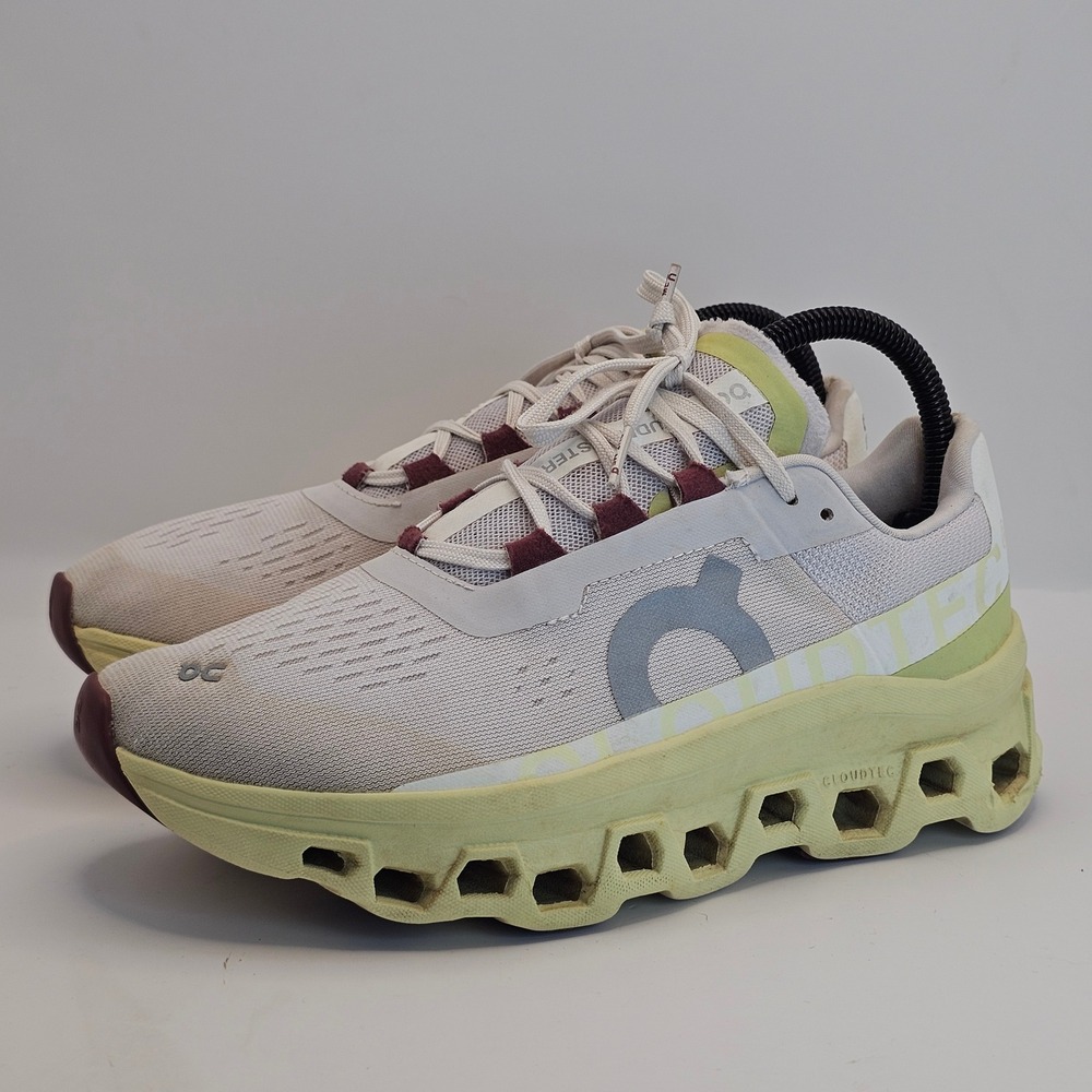 On Cloudmonster Running Shoes Womens 8 Frost Surf Grey Lime 61.97783